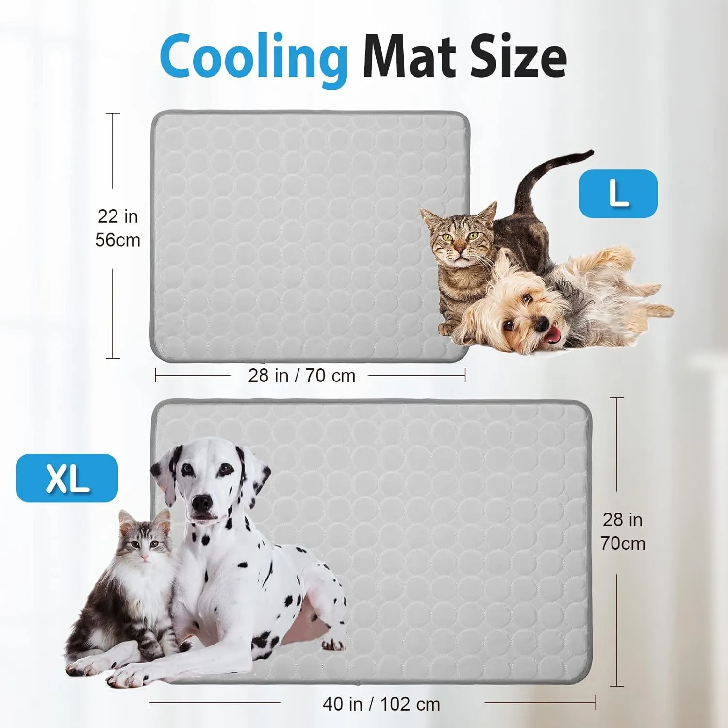 Dog Cooling Mat - Pet Self Cooling Pad With Waterproof Bottom for Dogs and Cats - Blanket, Bed, Kennel