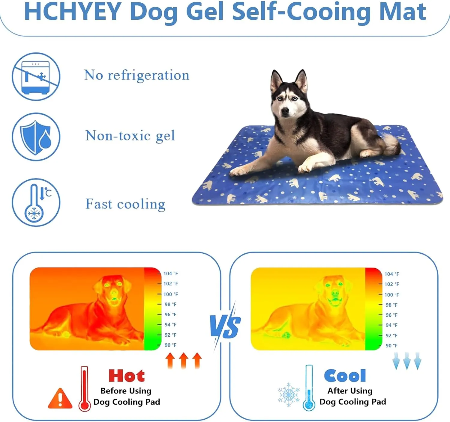Dog Cooling Mat, Pressure Activated Pet Cooling Mat for Dogs & Cats - Portable Reversible Cold Gel Cooling Pad, Keep Pet Cool Without Electricity, Ideal for Home, Crate & Travel (Dark Blue, L)