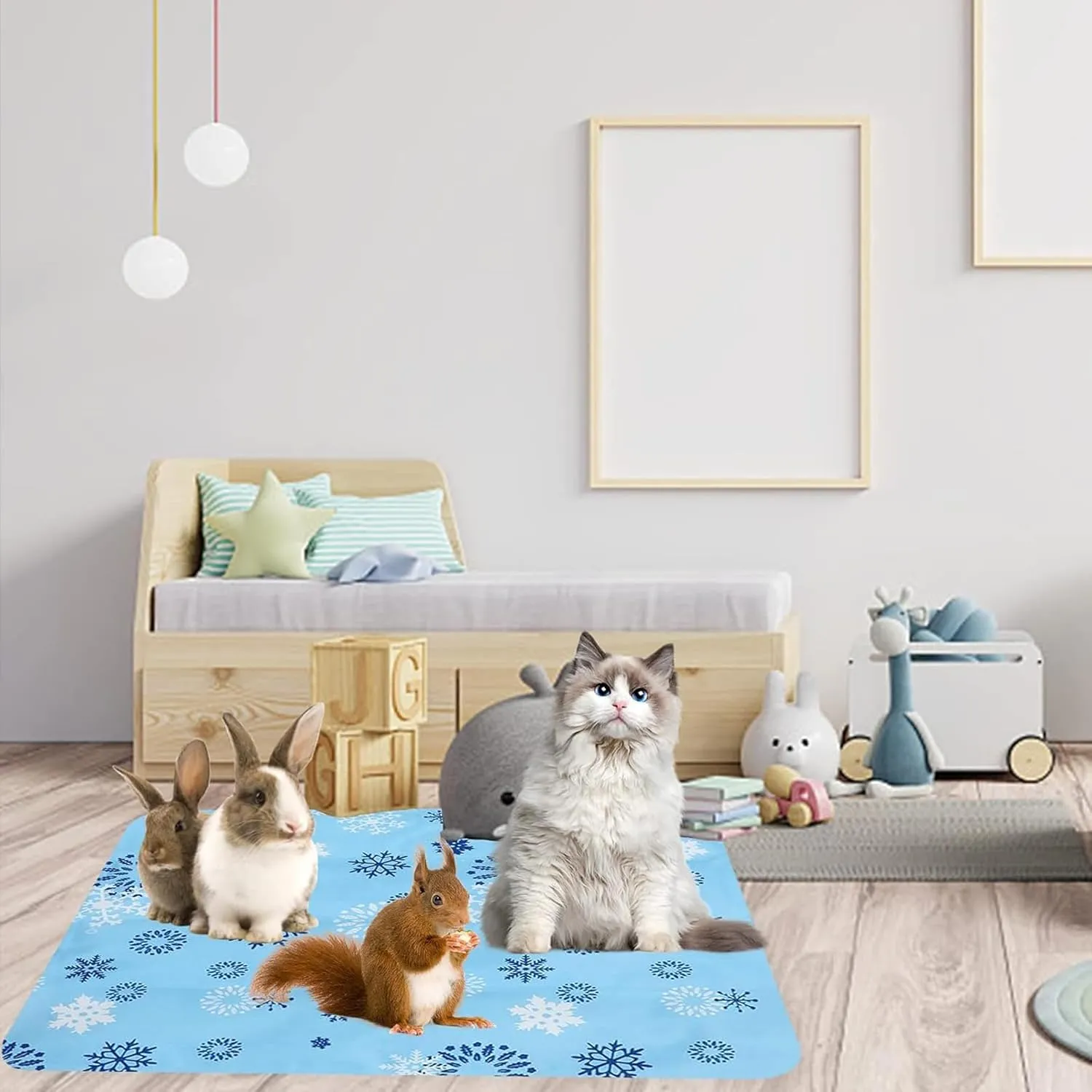 Dog Cooling Mat, Pressure Activated Pet Cooling Mat for Dogs & Cats - Portable Reversible Cold Gel Cooling Pad, Keep Pet Cool Without Electricity, Ideal for Home, Crate & Travel (Dark Blue, L)