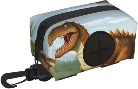 Dog Poop Bag Holder For Leash, Lightweight Dispenser For Pet Waste Bags Jurassic Period Dinosaur Puppy Potty Carrier Small Doggy Zipper Pouch With Carabiner Clip