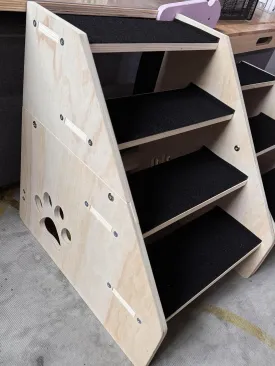 Dog Stairs, Wooden 4-Step Dog Ramp for Small Medium Older Cat, Puppy Essentials Pet Step Ladder for High Bed Couch Car