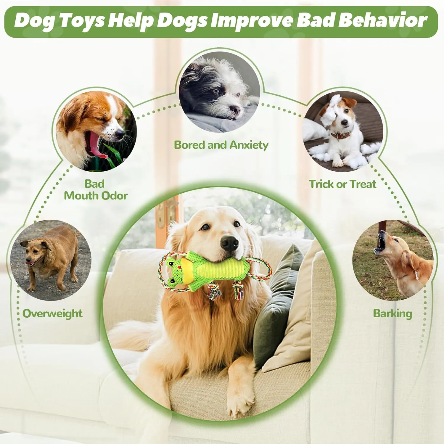 Dog Toys Plush Pet Toy with Crinkle Paper and Ropes, Puppy Toys Interactive Dog Chew Toy for Small, Medium, and Large Dogs