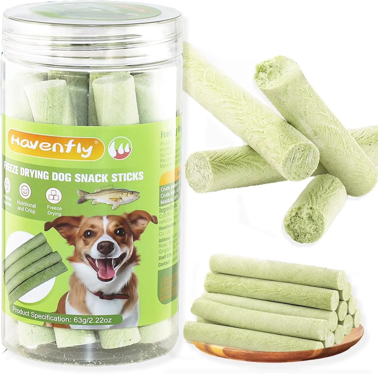 Dog Treats - Crunchy Dogs Chew Sticks, Natural Healthy Dog Training Treats, Freeze Dried Cod Skins Treat for Small, Medium & Large Breeds, 4.5 Inches