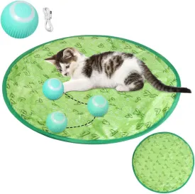 DONGKER Smart Interactive Cat Toy Ball with Cat Play Mat,Electronic Concealed Motion Cat Rolling Balls for Indoor Cats Kitten