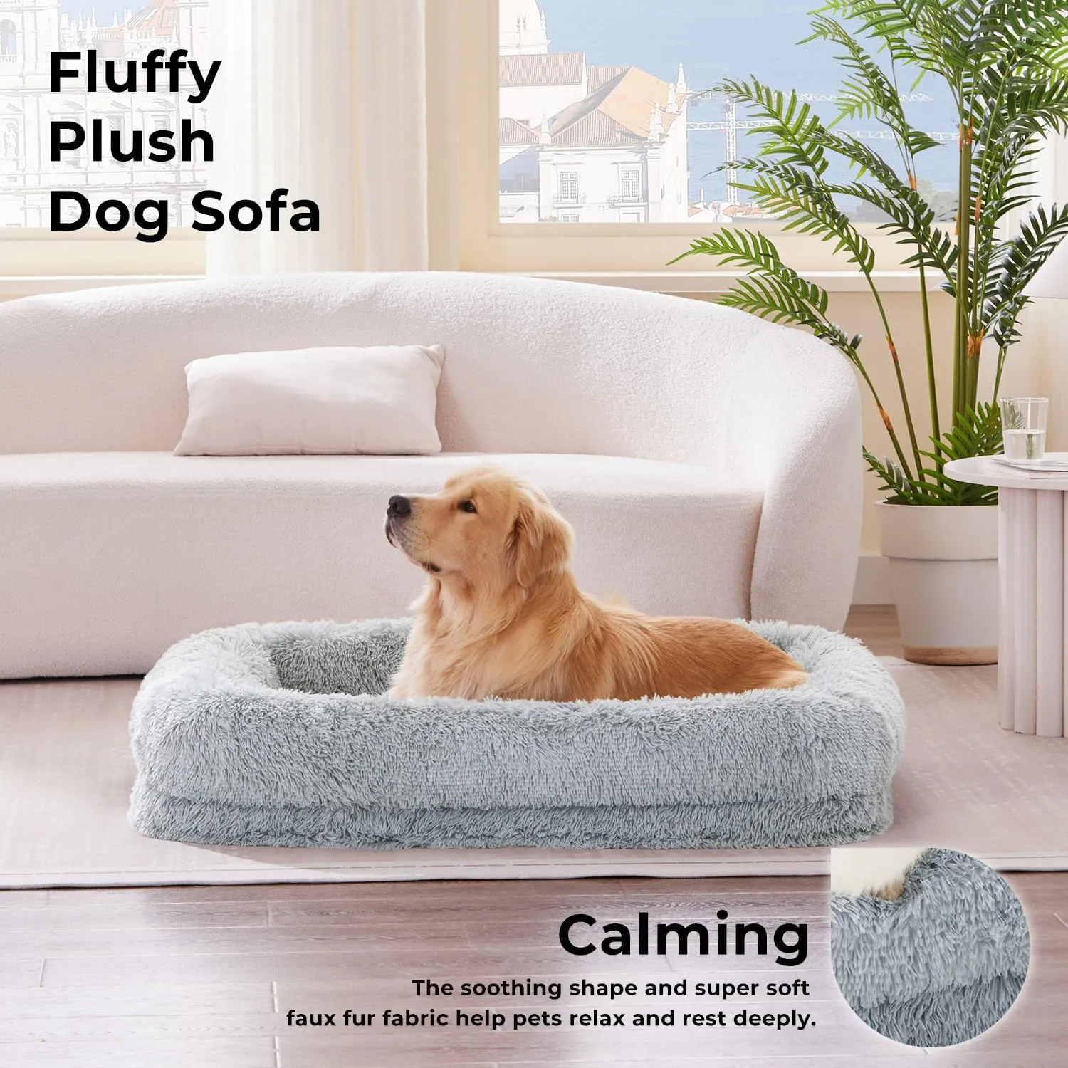 Donut Dog Beds for Small Dogs - Calming Puppy Bed with Fluffy Faux Fur, Waterproof Pet Sofa Bed with Supportive Egg Foam, Cat Bed with Washable Removable Cover and Nonskid Bottom, Grey