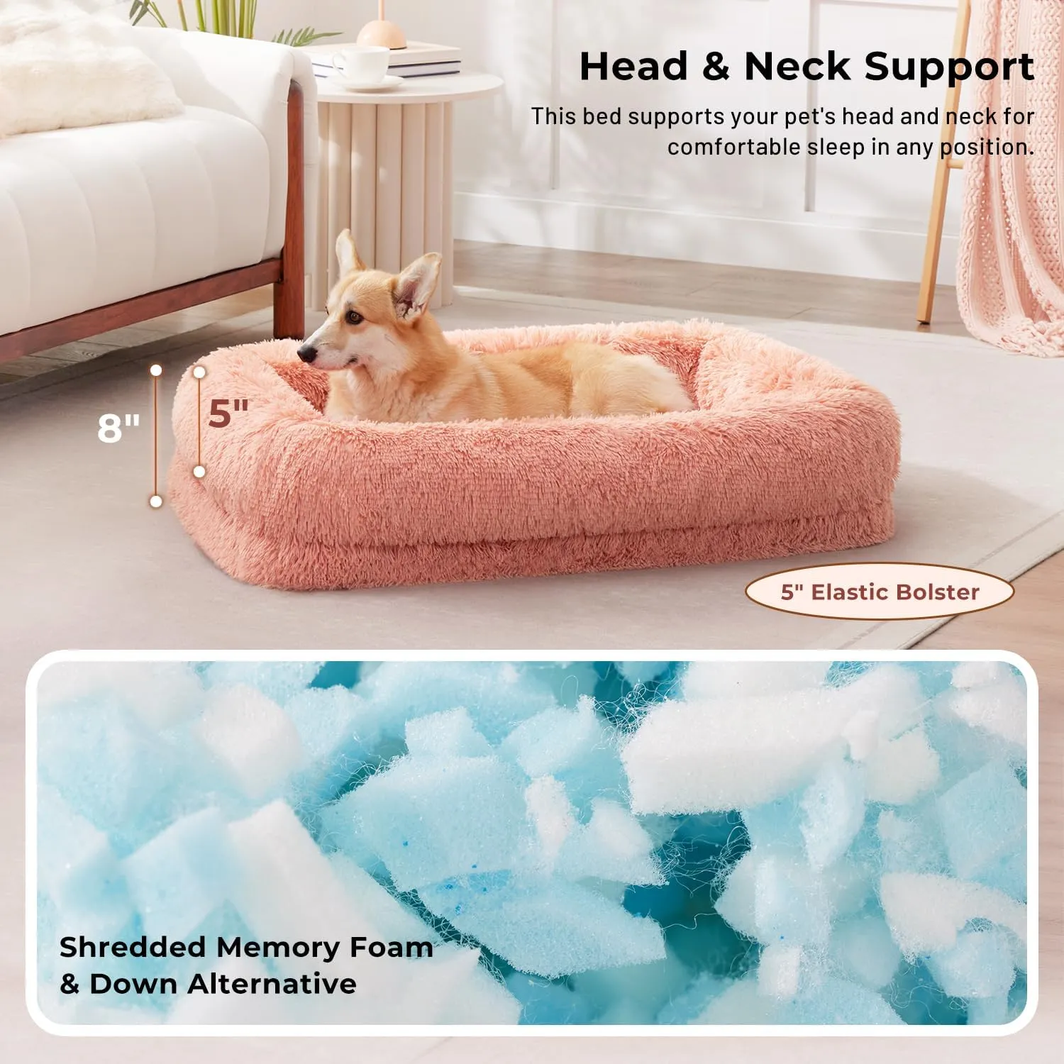 Donut Dog Beds for Small Dogs - Calming Puppy Bed with Fluffy Faux Fur, Waterproof Pet Sofa Bed with Supportive Egg Foam, Cat Bed with Washable Removable Cover and Nonskid Bottom, Grey