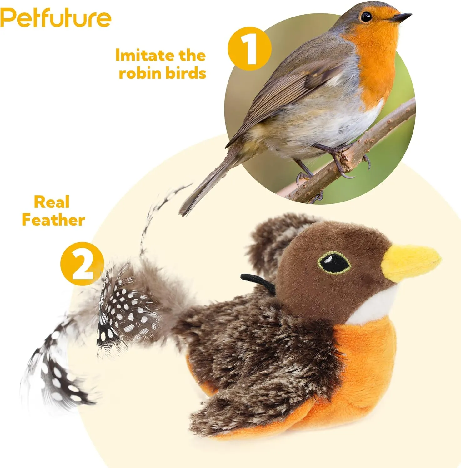 Flapping Bird Cat Toy, Motion Activated with Catnip, 3 Modes & USB Rechargeable, Machine Washable Interactive Toy for Indoor Cats