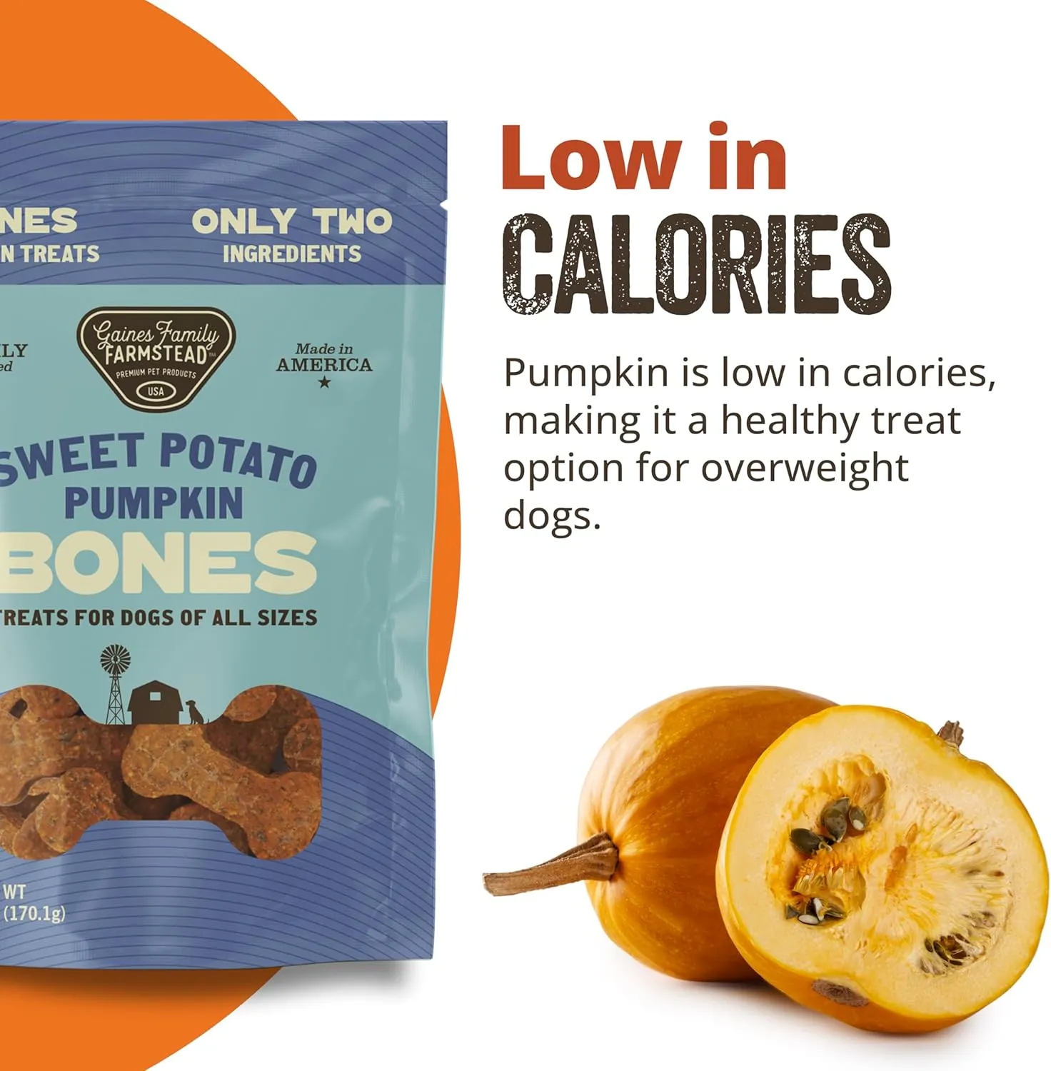 Gaines Family Farmstead Sweet Potato & Pumpkin Dog Bones  40 oz, Natural, Grain-Free Dog Treats for Digestive Health & Immunity  High-Fiber, Vitamin-Rich Chews for All Dogs, Made in USA