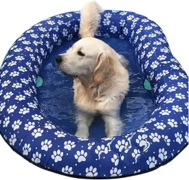 Ginkago Inflatable Pool Float for Adult Dogs and Puppies, Large Contemporary Modern Blue Pet Dog Swimming Pool Float Ride on Bathing
