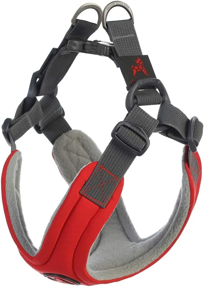 Gooby Escape Free Memory Foam Harness - Red, Large - No Pull Step-in Small Dog Harness with Four Point Adjustment - Perfect on The Go Dog Harness for Medium Dogs No Pull and Small Dogs