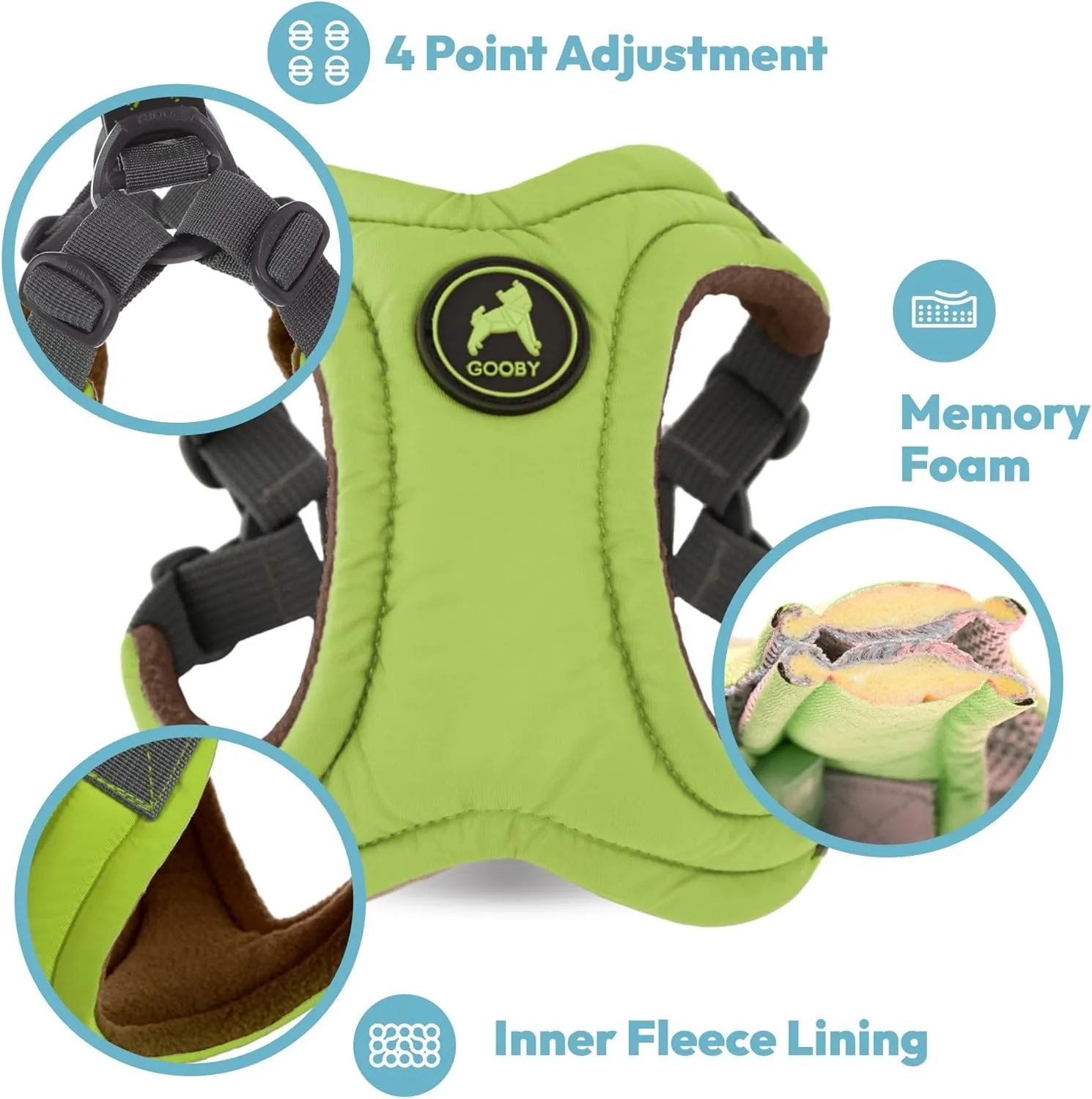 Gooby Escape Free Memory Foam Harness - Red, Large - No Pull Step-in Small Dog Harness with Four Point Adjustment - Perfect on The Go Dog Harness for Medium Dogs No Pull and Small Dogs