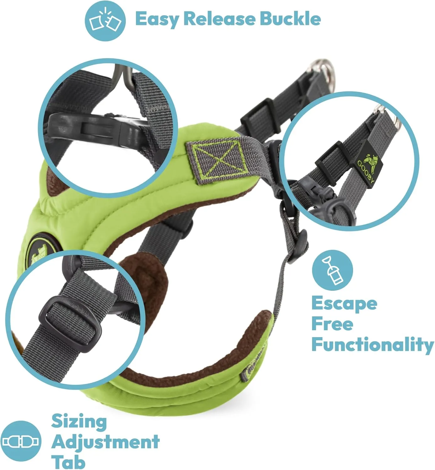 Gooby Escape Free Memory Foam Harness - Red, Large - No Pull Step-in Small Dog Harness with Four Point Adjustment - Perfect on The Go Dog Harness for Medium Dogs No Pull and Small Dogs