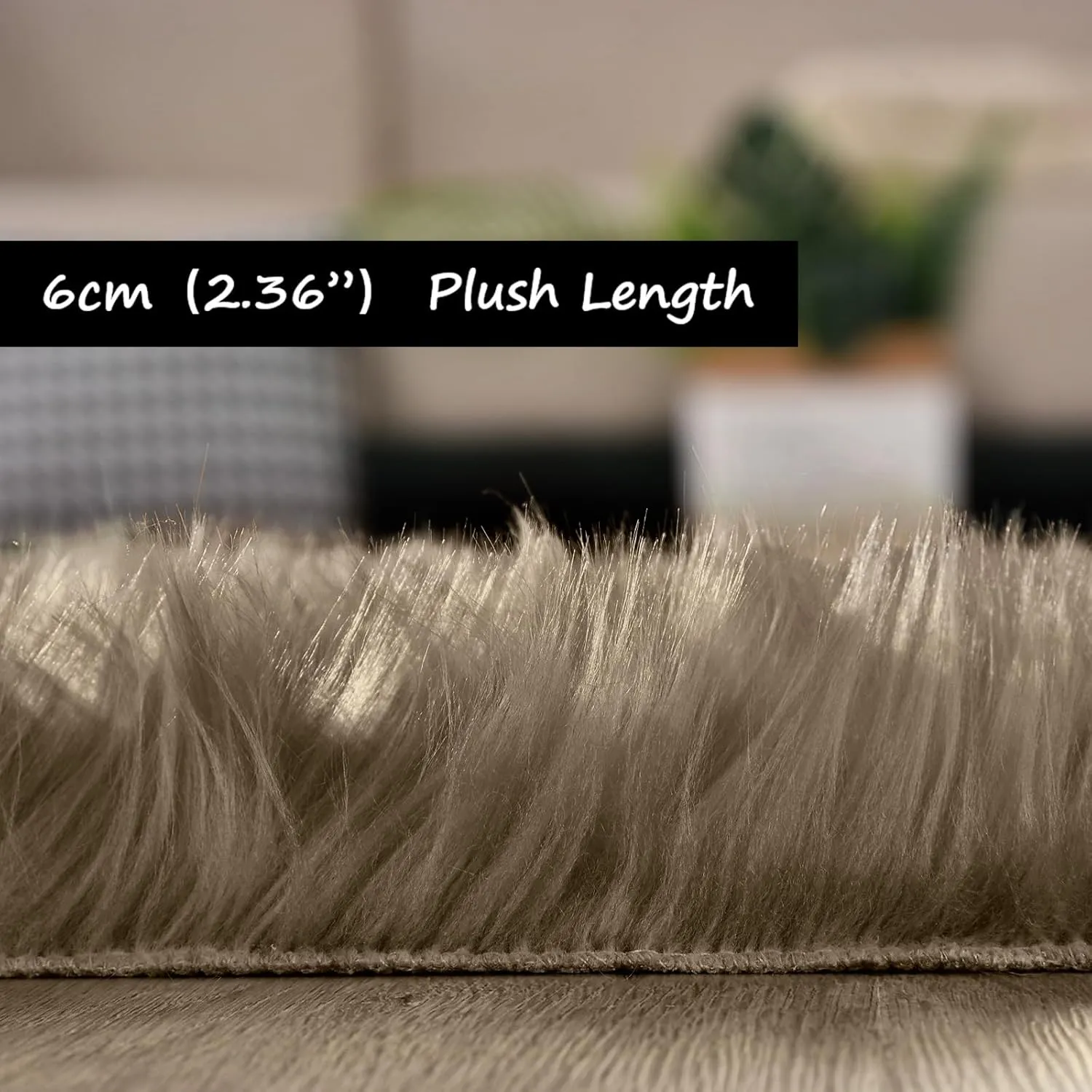 Goolela Beige Rug Runners 2x6 Fluffy Shag Faux Sheepskin Fur Machine Washable Area Rugs for Living Room Bedroom Floor Sofa Room Decor
