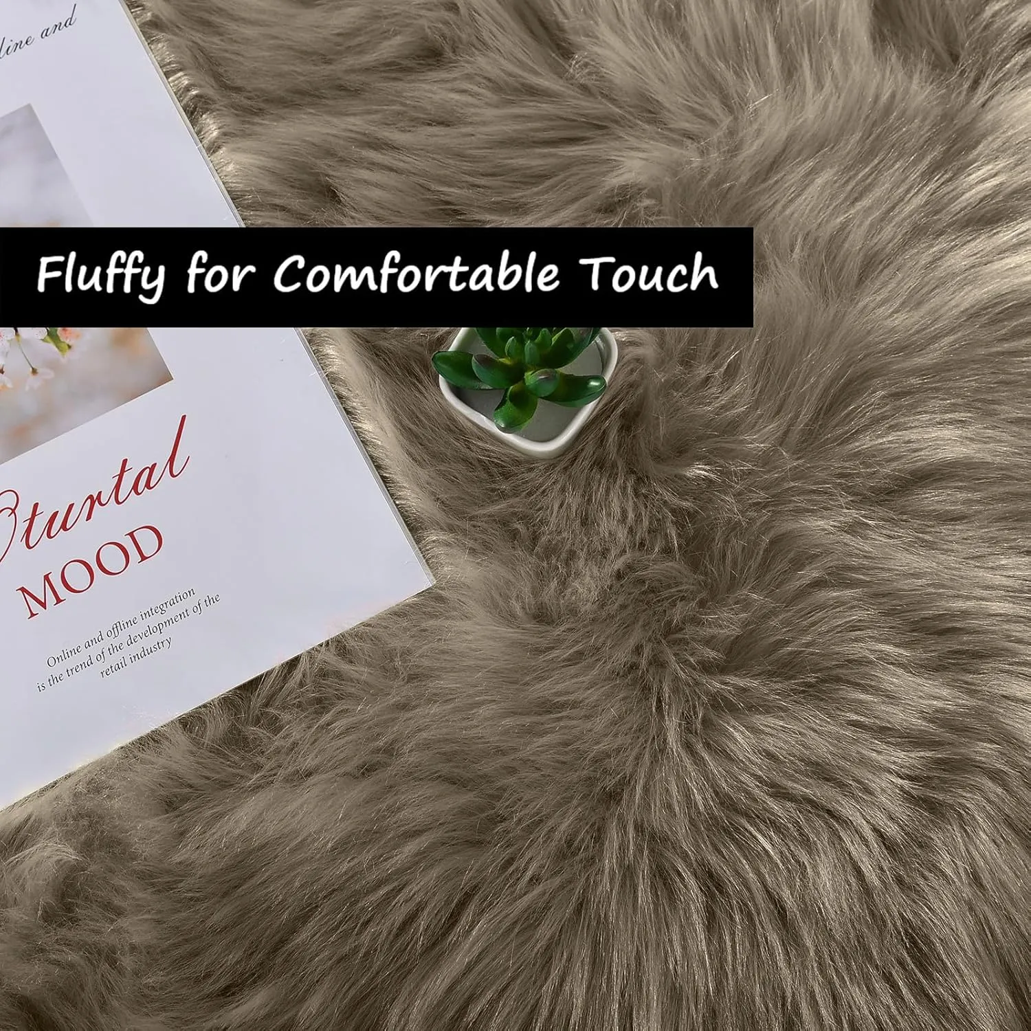 Goolela Beige Rug Runners 2x6 Fluffy Shag Faux Sheepskin Fur Machine Washable Area Rugs for Living Room Bedroom Floor Sofa Room Decor