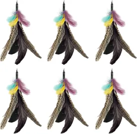 Handmade Natural Feather Cat Toy Dah Bird Refills - Interactive Cat and Kitten Toy - 6 Pack