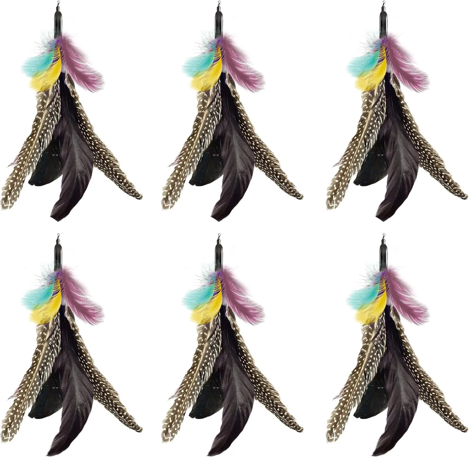 Handmade Natural Feather Cat Toy Dah Bird Refills - Interactive Cat and Kitten Toy - 6 Pack