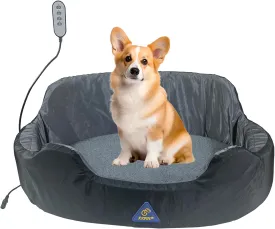 Heated Orthopedic Dog BedsHeating Pad Reversible (Cool & Warm),26 x 16.5Heated Cat Bed for Medium Small DogsCatsPet Pad with Removable Cover Non-Slip Bottom WashableGrey