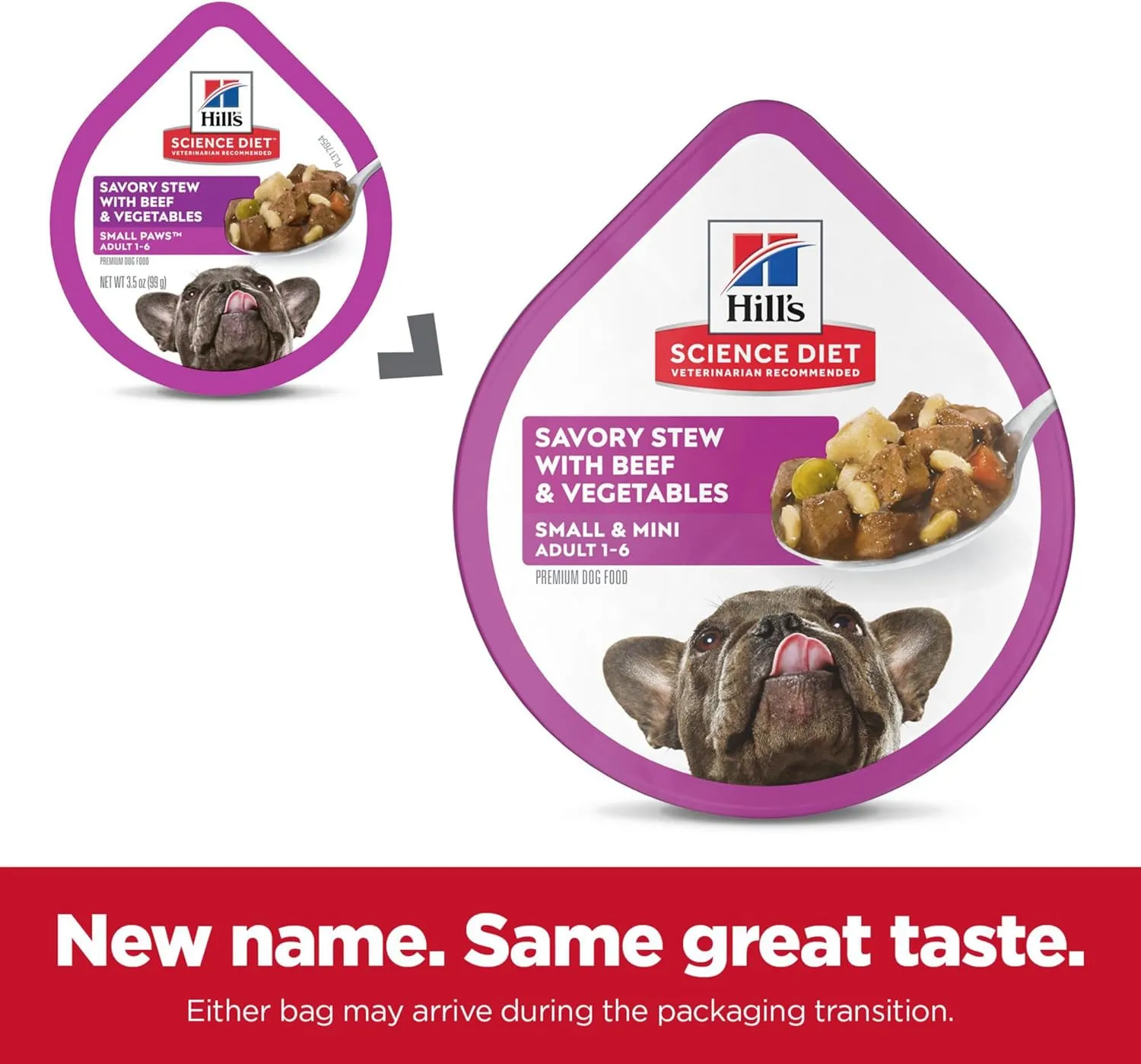 Hill's Science Diet Small & Mini, Adult 1-6, Small & Mini Breeds Premium Nutrition, Wet Dog Food, Beef & Vegetables Stew, 3.5 oz Tray, Case of 12
