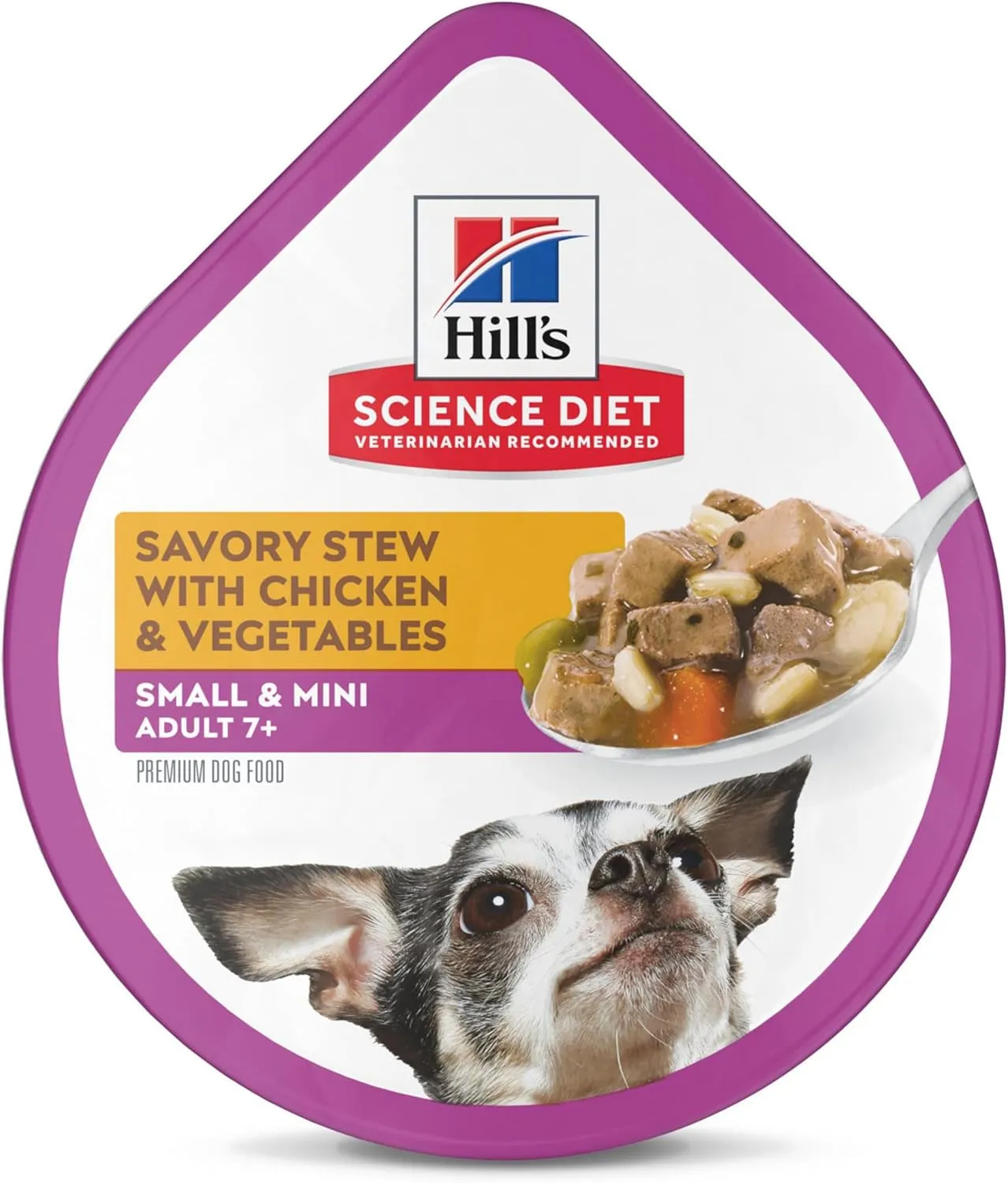 Hill's Science Diet Small & Mini, Senior Adult 7 , Small & Mini Breeds Senior Premium Nutrition, Wet Dog Food, Chicken & Vegetables Stew, 3.5 oz Tray, Case of 12
