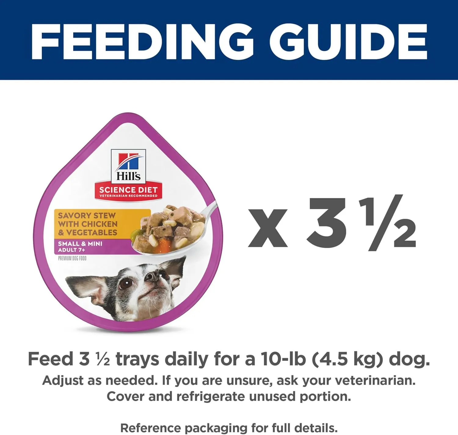 Hill's Science Diet Small & Mini, Senior Adult 7 , Small & Mini Breeds Senior Premium Nutrition, Wet Dog Food, Chicken & Vegetables Stew, 3.5 oz Tray, Case of 12
