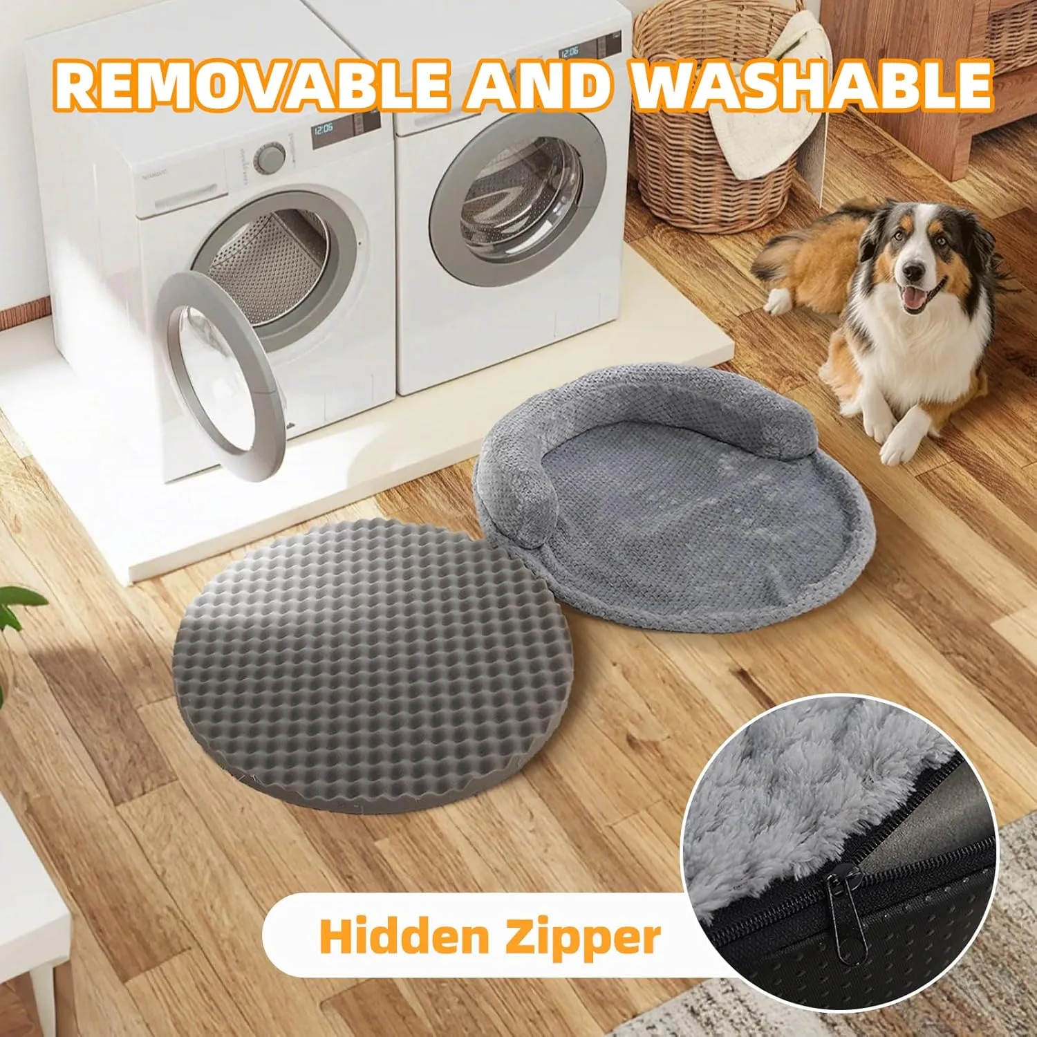 huraty Cat Bed for Indoor Cats, Washable Dog Sofa Bed Bolster Pet Bed Mat, Egg Crate Memory Foam Removable Cover, 19.6 x 3.9 x 1.5 Inch, Brown
