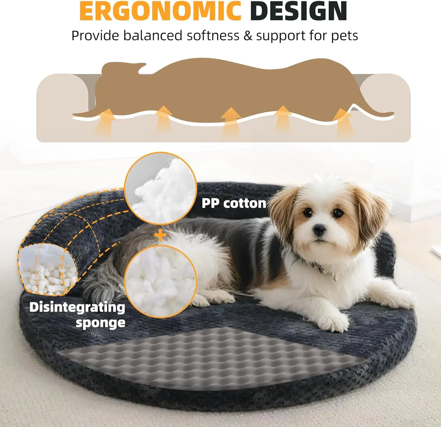 huraty Cat Bed for Indoor Cats, Washable Dog Sofa Bed Bolster Pet Bed Mat, Egg Crate Memory Foam Removable Cover, 19.6 x 3.9 x 1.5 Inch, Brown
