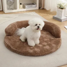 huraty Cat Bed for Indoor Cats, Washable Dog Sofa Bed Bolster Pet Bed Mat, Egg Crate Memory Foam Removable Cover, 19.6 x 3.9 x 1.5 Inch, Brown