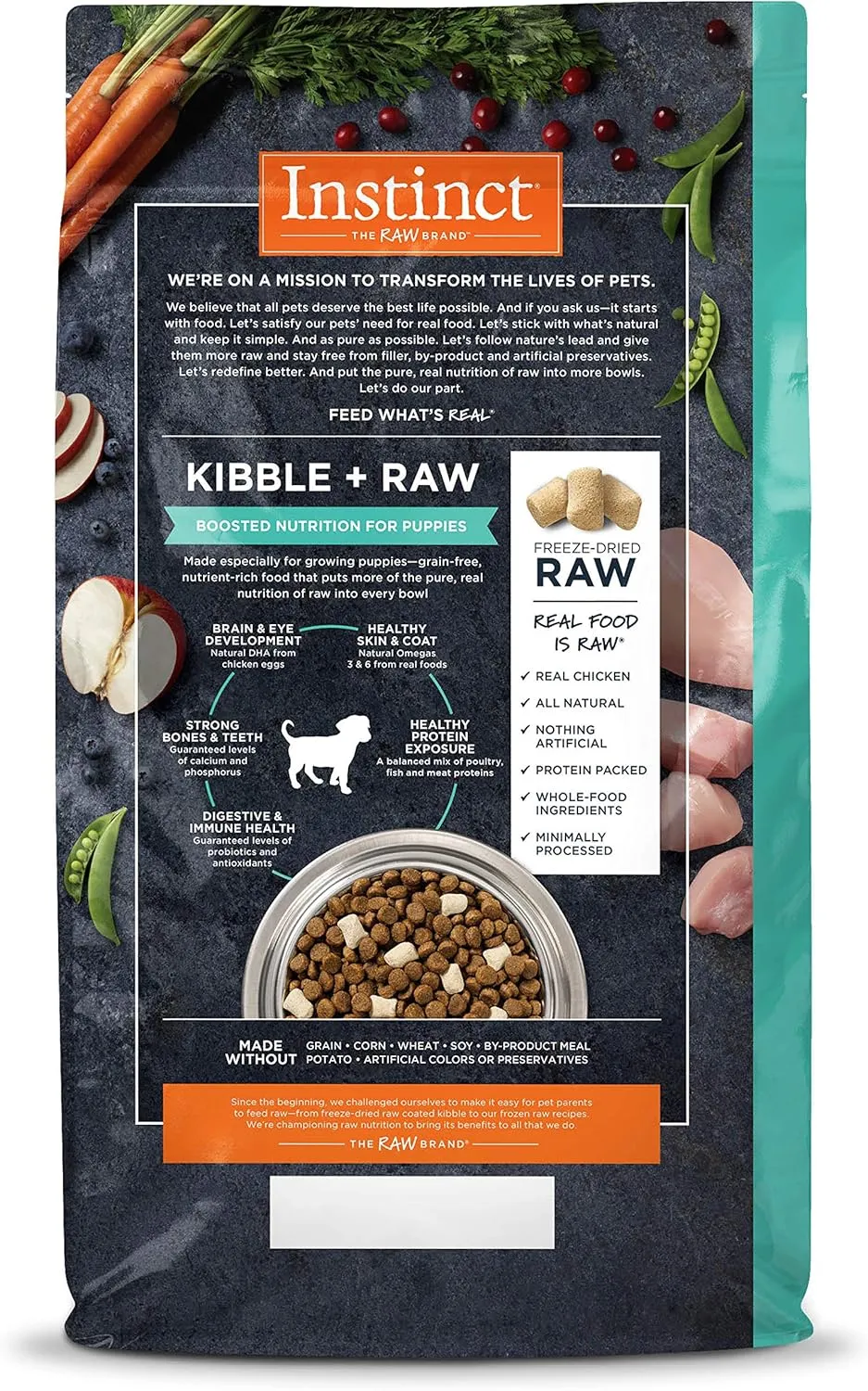 Instinct Raw Boost Puppy, Natural Dry Dog Food with Freeze Dried Pieces, Grain Free Recipe - Real Chicken, 4 lb. Bag