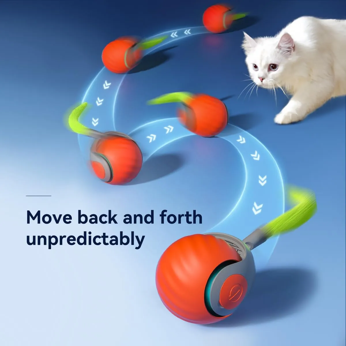 Interactive Cat Ball Cat Toy with Tail, Fast Rolling Ball (Orange)