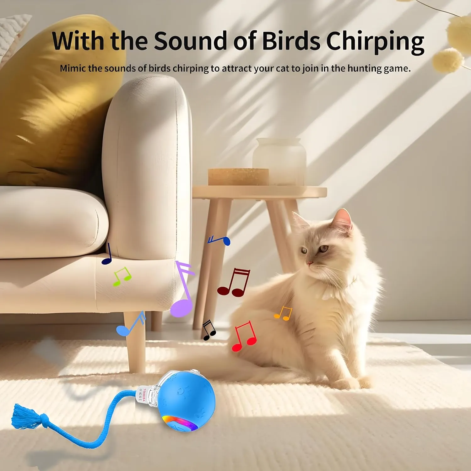 Interactive Cat Ball Toy  Motion Activated, RGB Lighting, 3 Motion Modes-Automatic Cat Ball for Bored Indoor Cats(Blue)