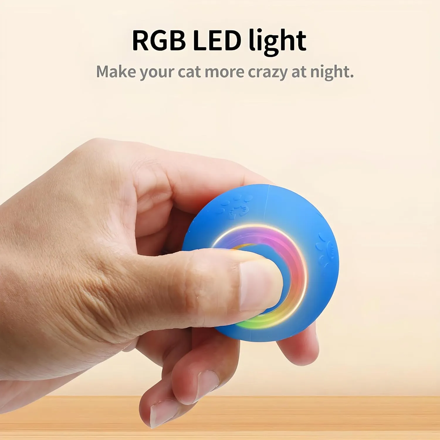 Interactive Cat Ball Toy  Motion Activated, RGB Lighting, 3 Motion Modes-Automatic Cat Ball for Bored Indoor Cats(Blue)