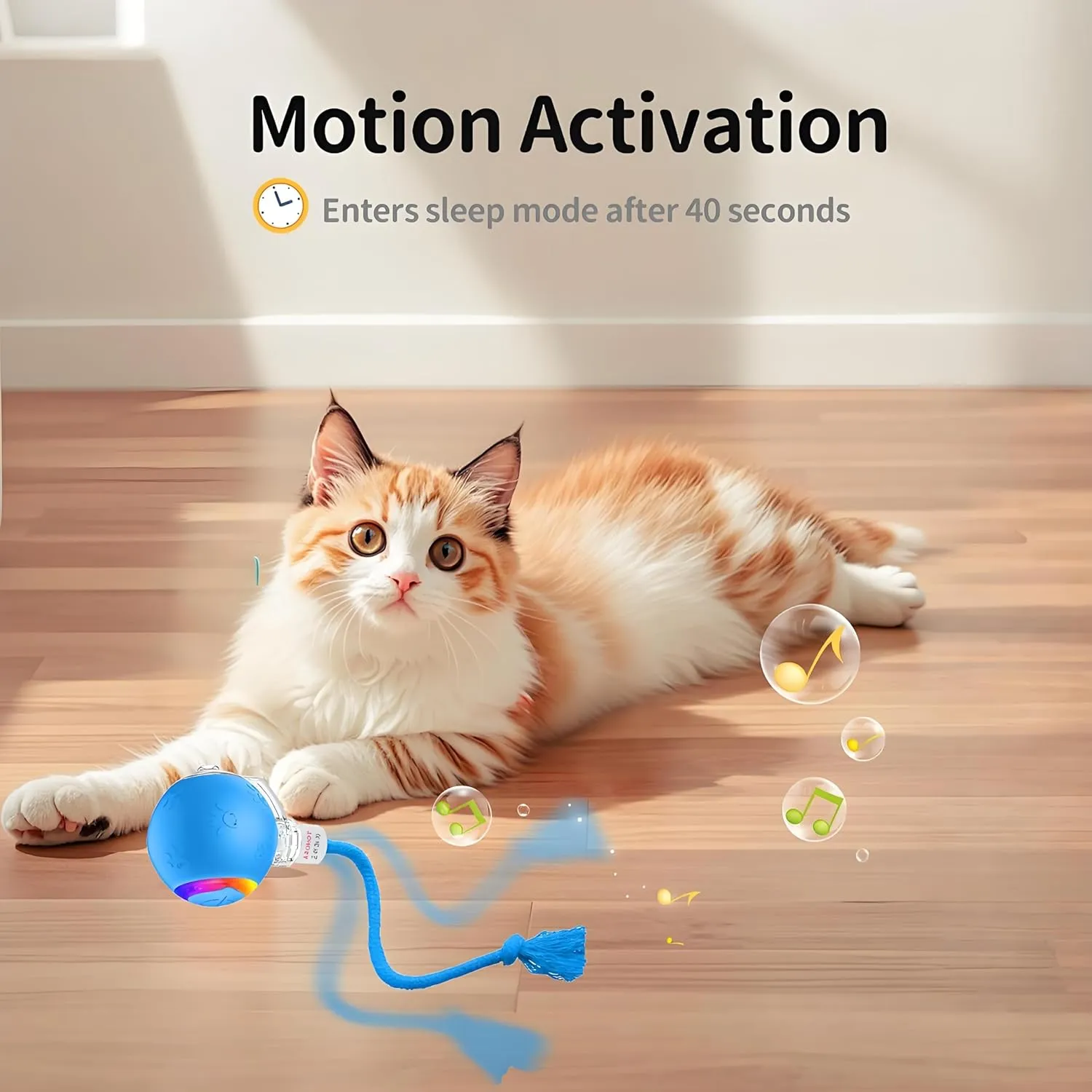 Interactive Cat Ball Toy  Motion Activated, RGB Lighting, 3 Motion Modes-Automatic Cat Ball for Bored Indoor Cats(Blue)