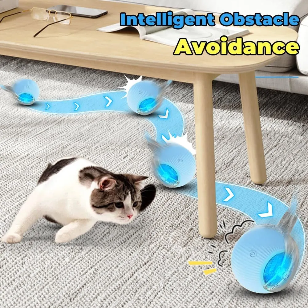 Interactive Cat Toys Ball Fast Rolling on Carpet, Motion Activate Cat Toys for Bored Indoor Cats Dogs (Yellow)