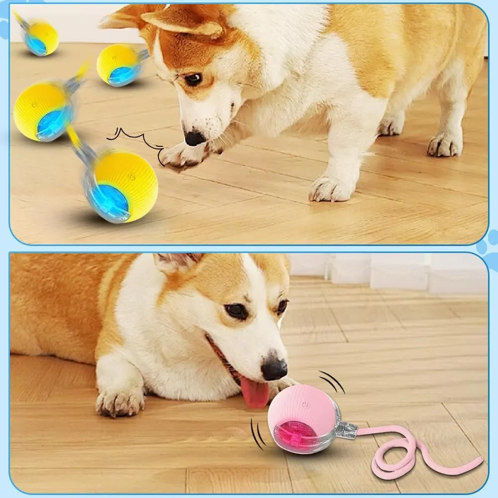 Interactive Cat Toys Ball Fast Rolling on Carpet, Motion Activate Cat Toys for Bored Indoor Cats Dogs (Yellow)