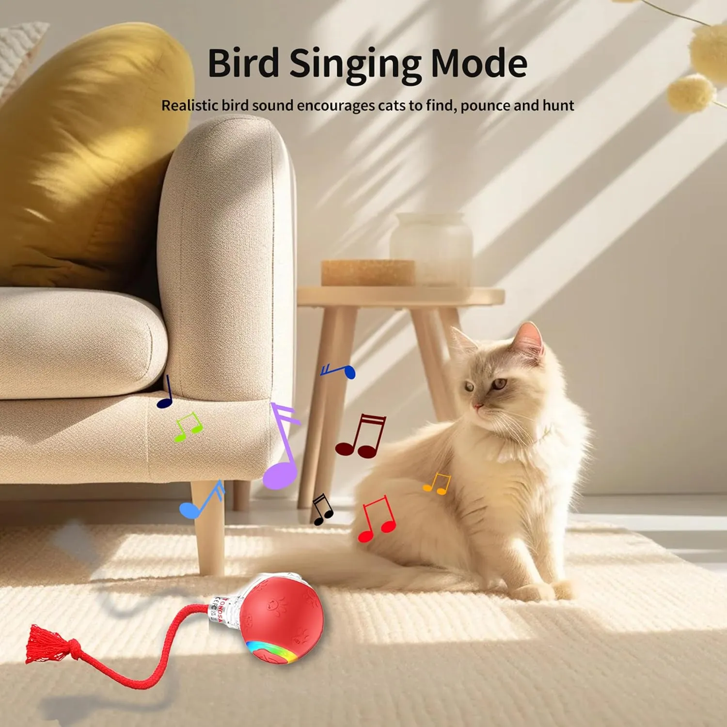 Interactive Cat Toys for Bored Indoor Cats - Motion Activated, RGB Lighting, 2 Speed Settings & 3 Modes - for Cats & Kittens!