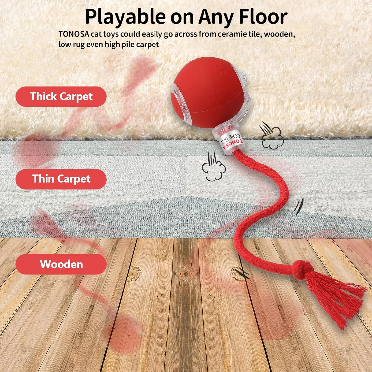 Interactive Cat Toys for Bored Indoor Cats - Motion Activated, RGB Lighting, 2 Speed Settings & 3 Modes - for Cats & Kittens!