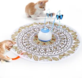 Interactive Hide and Seek Kitten Wand Cat Toys, Motion Activated with Fluttering Butterfly Moving Ambush Feather, 3-in-1 Rechargeable Automatic Kitten Toys for Indoor Cats to Chase & Exercise
