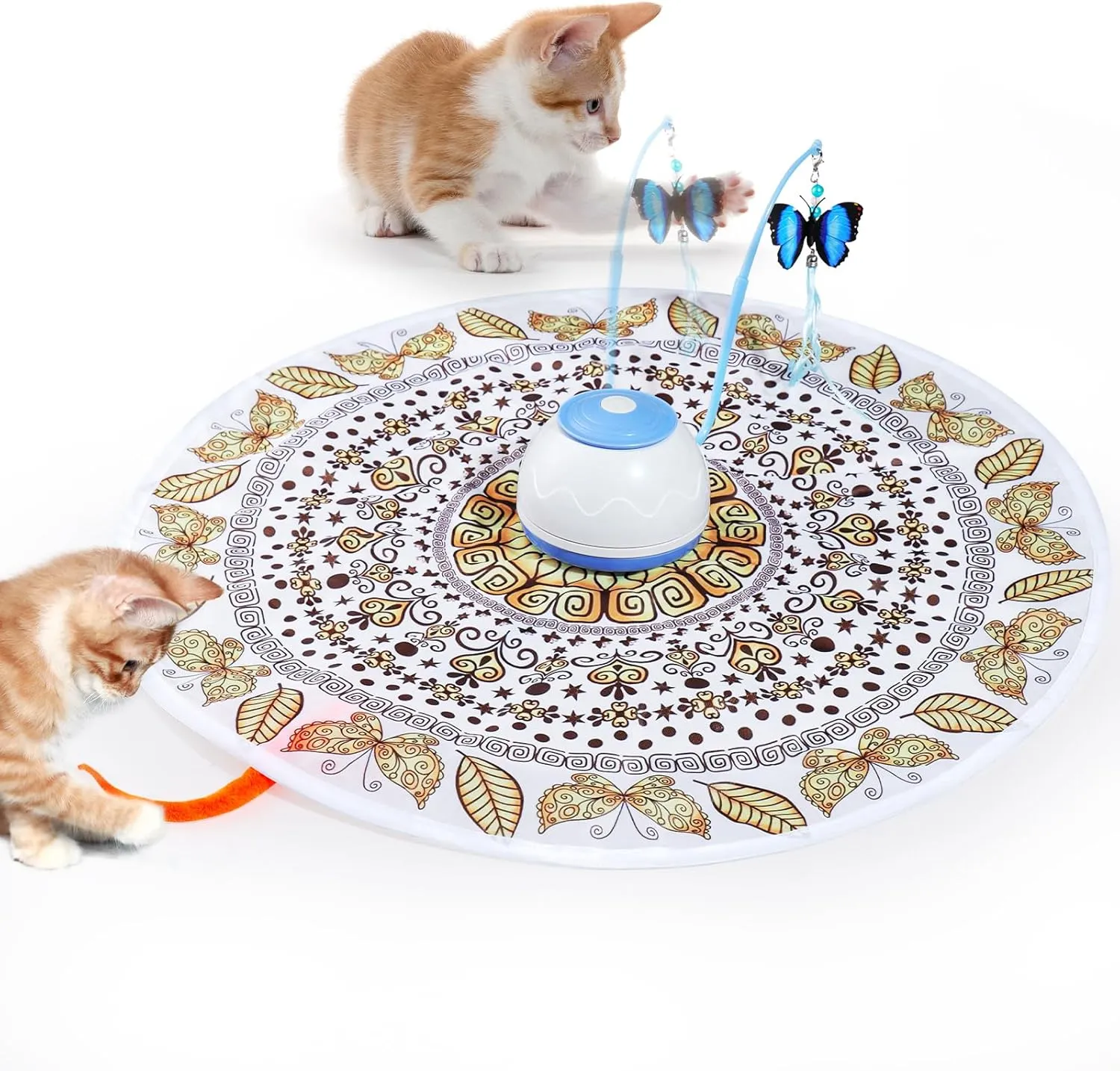 Interactive Hide and Seek Kitten Wand Cat Toys, Motion Activated with Fluttering Butterfly Moving Ambush Feather, 3-in-1 Rechargeable Automatic Kitten Toys for Indoor Cats to Chase & Exercise