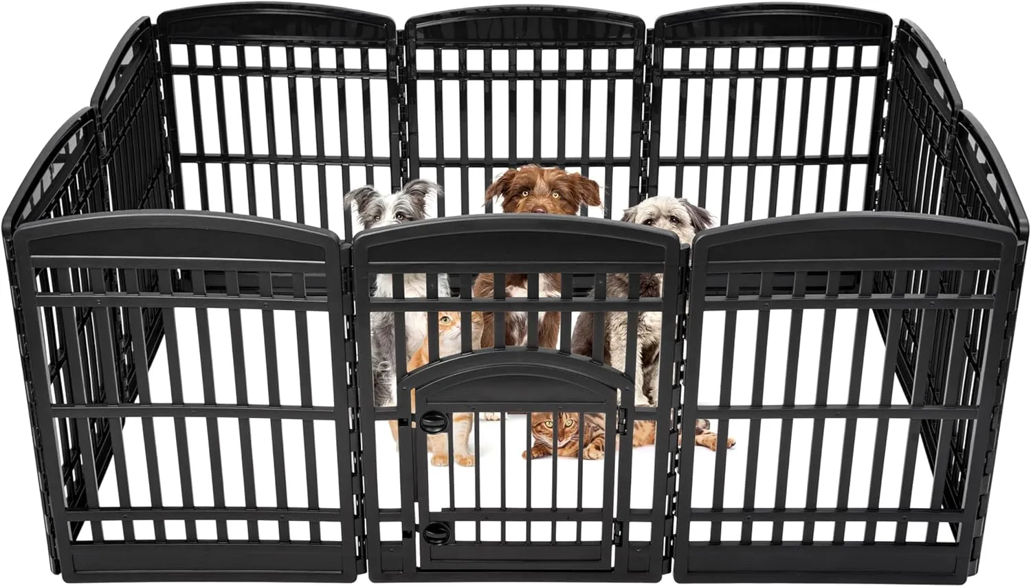 IRIS USA 35" 10-Panel Pet Dog Puppy Playpen with Door, Small, Medium, and Large Dogs, Keep Pets Secure, Easy Assembly & Storying, Customizable, Black