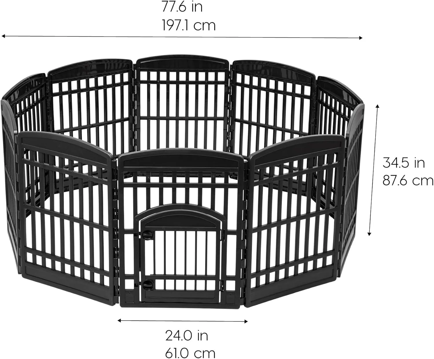 IRIS USA 35" 10-Panel Pet Dog Puppy Playpen with Door, Small, Medium, and Large Dogs, Keep Pets Secure, Easy Assembly & Storying, Customizable, Black