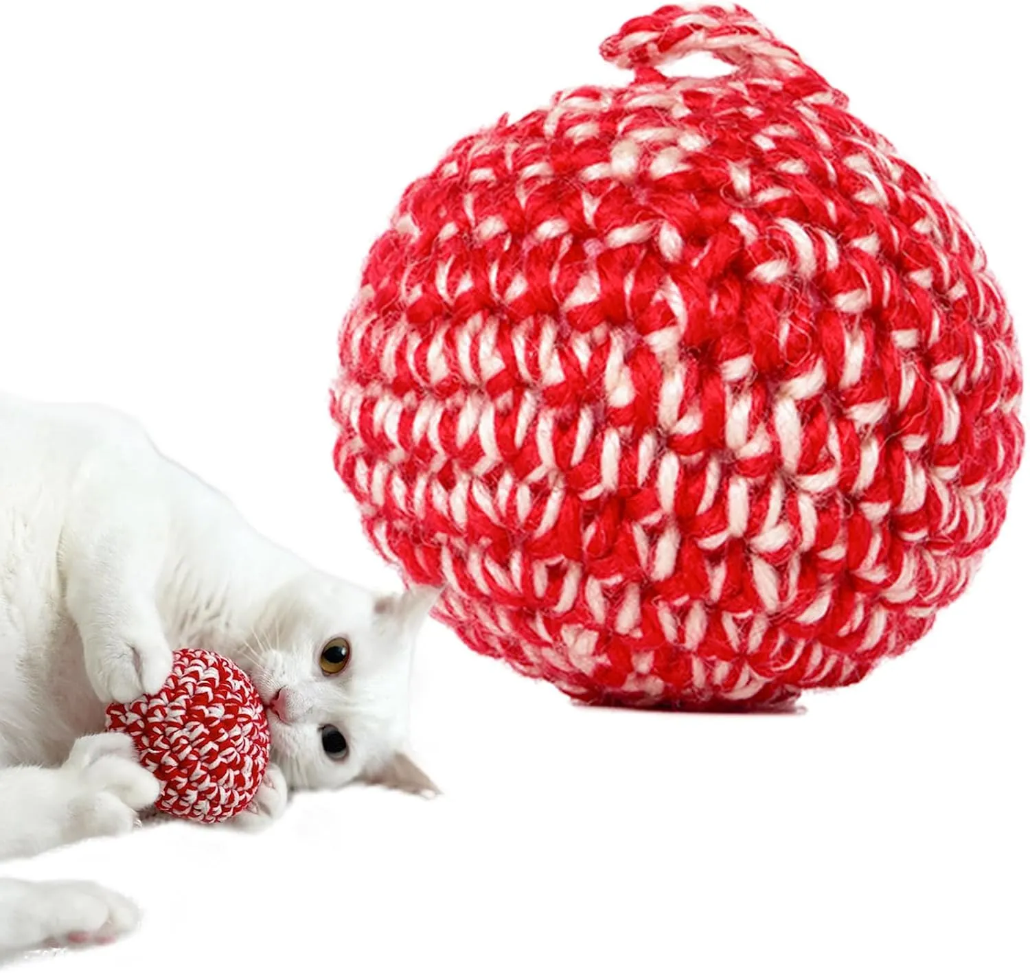 JAYU PET Red Cat Ball [W/O Bell Version] - Handmade Silvervine Cat Toy with Catnip, Interactive Matatabi Ball for Indoor Cats & Kittens, Feline Play Toy & Gift (2.7 inch)