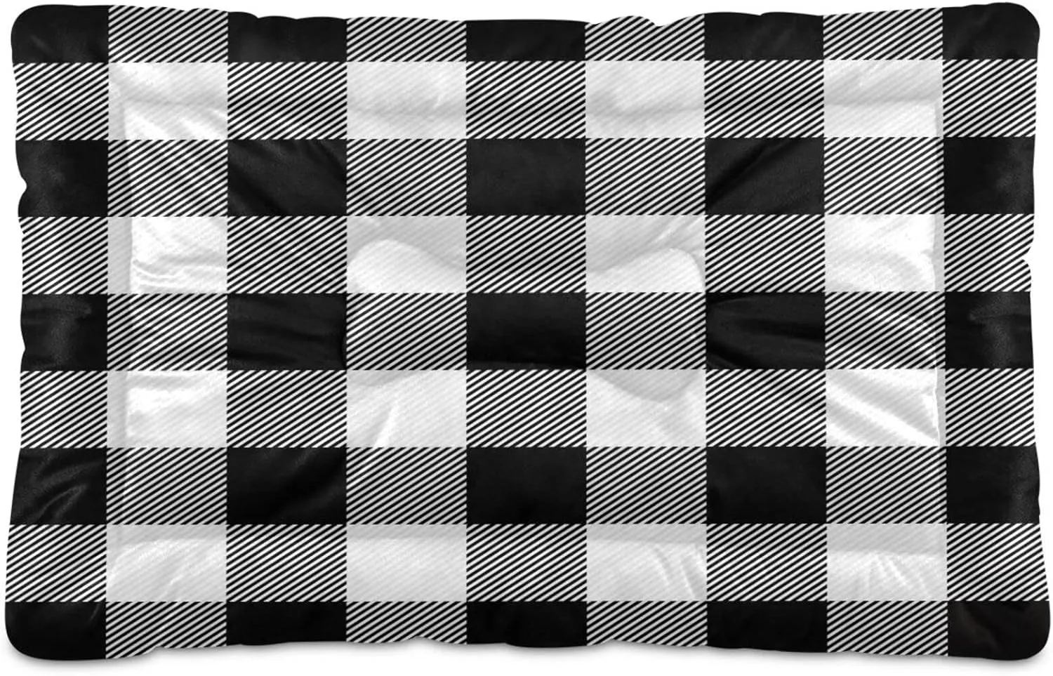 Kigai Black & White Buffalo Plaid Pet Bed Mat for Dog Cat Crate Pad Non-Slip Bottom Design Washable Cushion Padding Pet Sleeping Bed, 36"x24"