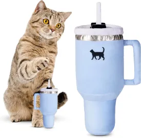 Kitty Cup Tumbler Cat Toy with Catnip- Funny & Cute Cat Birthday Toy Gift, Crinkle & Plush for Ideal Indoor Play, Kitten Must-Have (Chambray Blue)