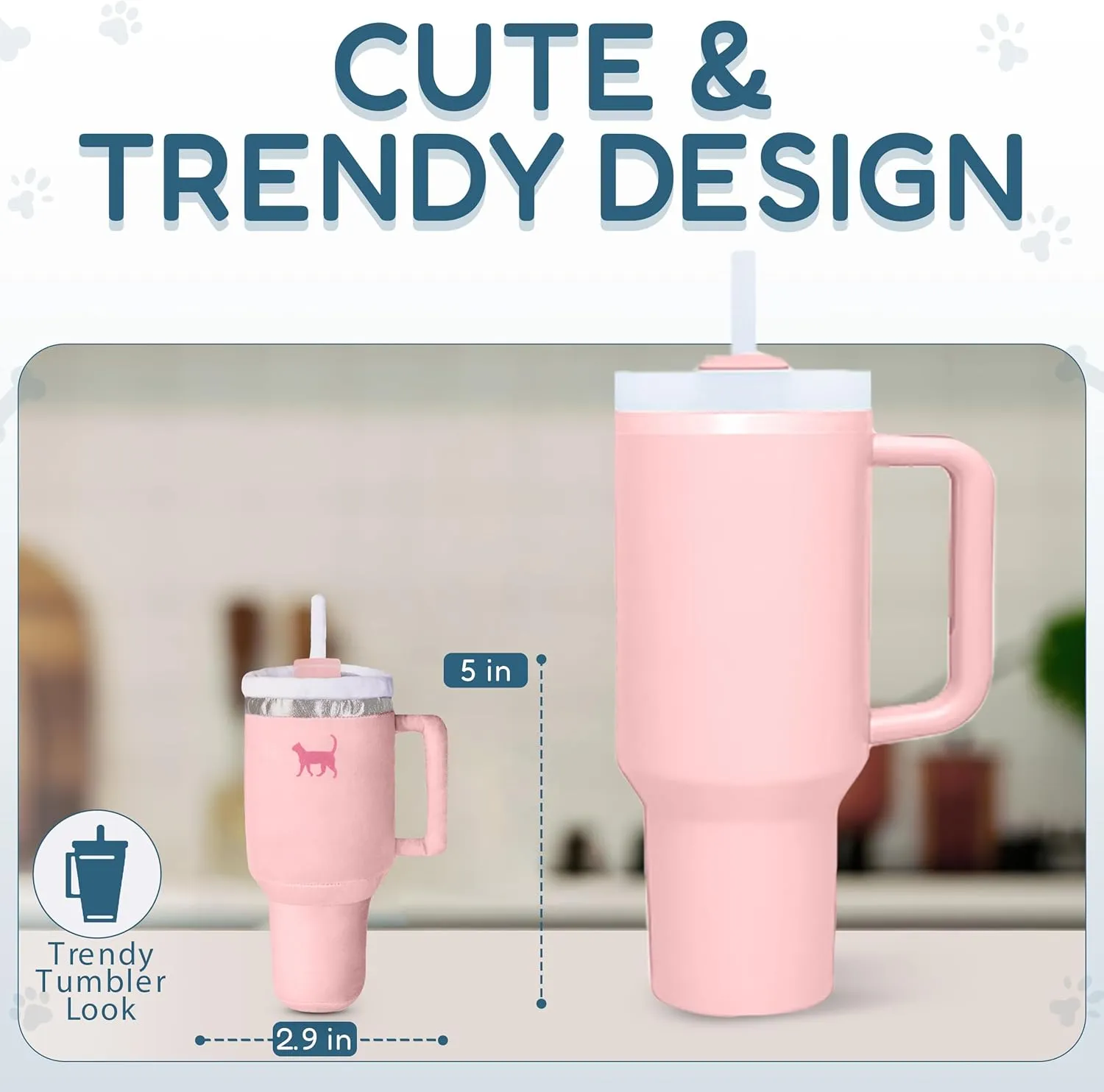 Kitty Cup Tumbler Cat Toy with Catnip- Funny & Cute Cat Birthday Toy Gift, Crinkle & Plush for Ideal Indoor Play, Kitten Must-Have (Pink Peach Dust)