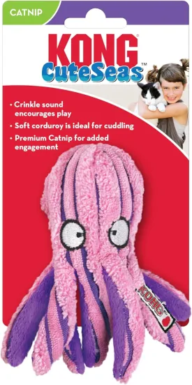 KONG CuteSeas Octopus Cat Toy  Plush Catnip Crinkle Toy for Indoor Cats, Soft Corduroy, Interactive Play
