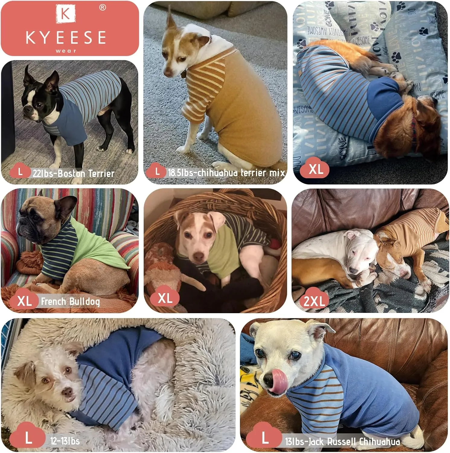KYEESE 2Pack Dog Sweaters Comfort Doggie Coats Pullover Pets Sweaters for Small Dogs Male Dachshund Clothes Fleece Pet Sweater Dog Clothes Soft Pets Sweatshirt Stretchy Coats for Medium Dogs Boy
