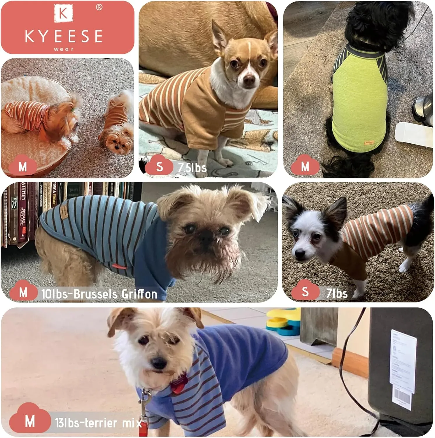 KYEESE 2Pack Lightweight Dog Sweaters Pullover Fleece for Small Dogs Male, Dachshund Clothes, Soft Sweatshirt, Stretchy Comfort Coats