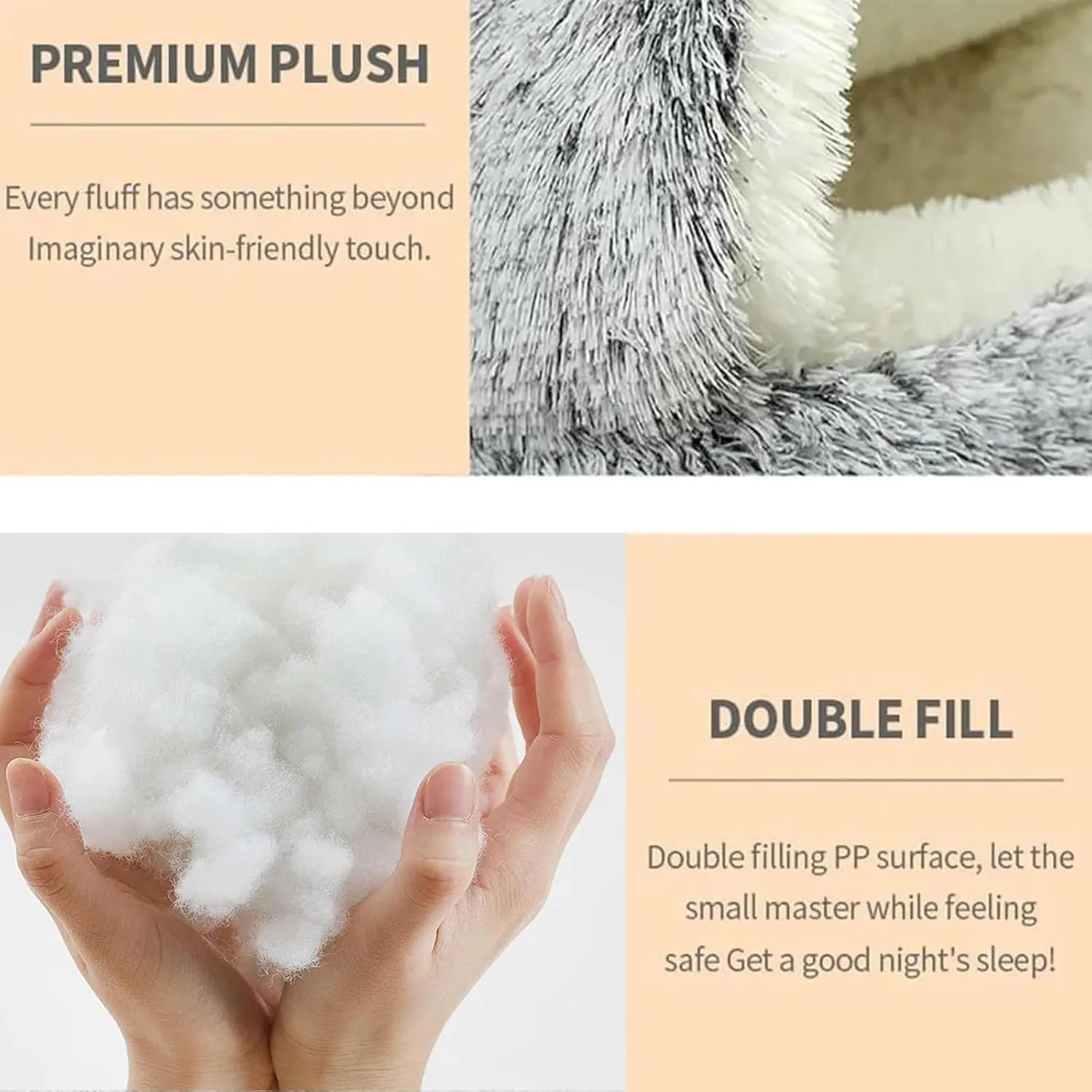 Lapcatz Nest Bed - Round Plush Fluffy Hooded Calming Cat Bed Cave, Non-Slip Removable and Washable (23.7"x23.7")