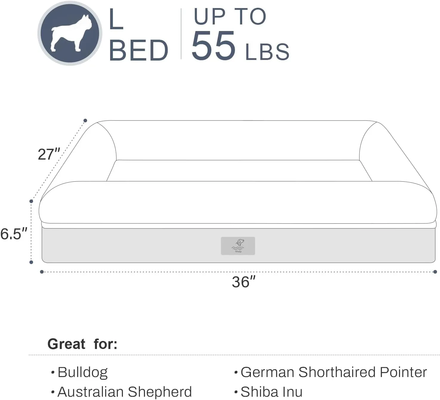 Large Orthopedic Dog Bed for Large Dogs, Gel Memory Foam Waterproof Dog Bed with Removable Washable Cover, 4-Sides Removable Bolster Pet Sofa with Non-Slip Bottom, Dark Green