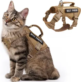 Large Tactical Cat Harness with Handle, Air Mesh Adult Cat Walking Vest Harness Escape Proof, Reflective, Adjustbale, Breathable